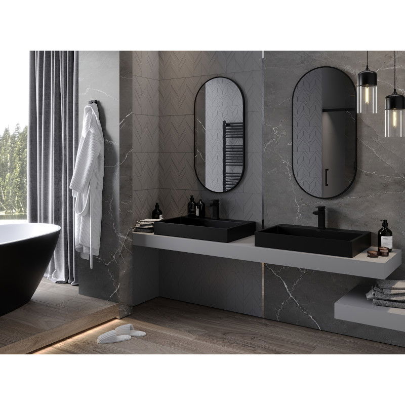 Mexen Loft овално огледало за баня 100 x 50 см, черна рамка - 9851-100-050-000-70