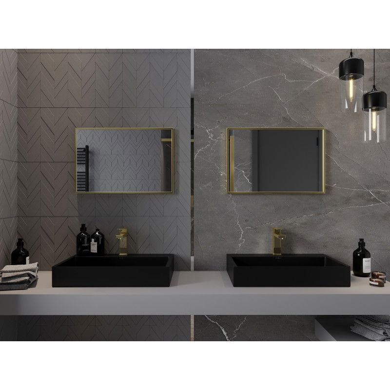 Mexen Loft правоъгълно огледало за баня 60 x 40 см, златна рамка - 9852-060-040-000-50