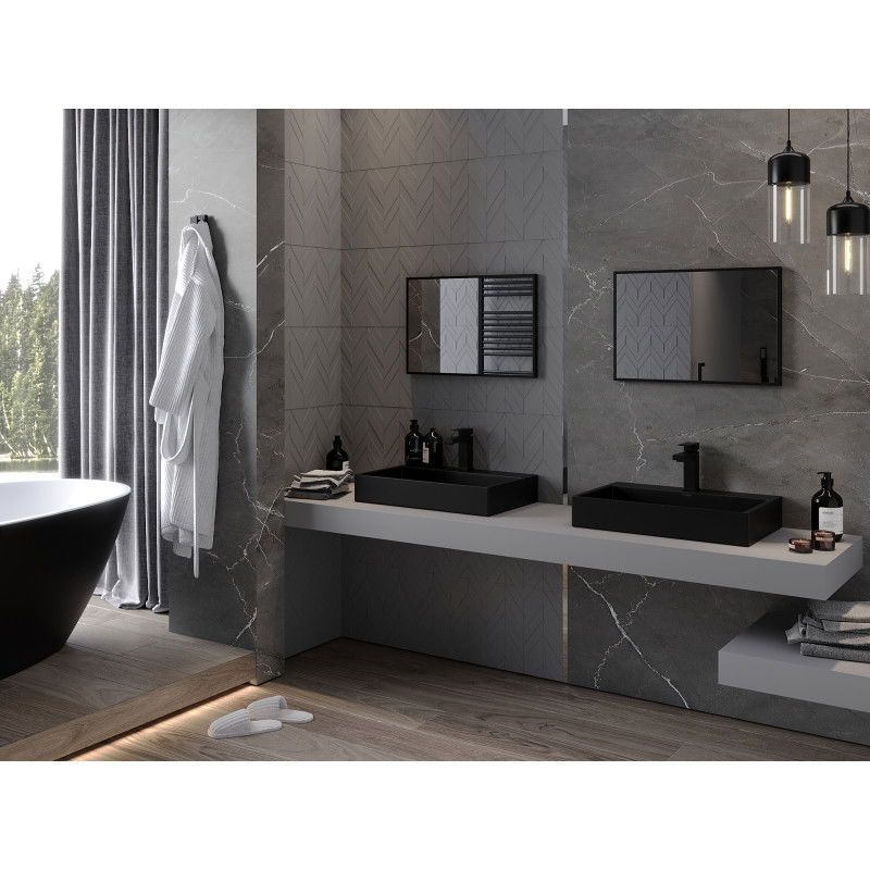 Mexen Loft правоъгълно огледало за баня 60 x 40 cm, черна рамка - 9852-060-040-000-70