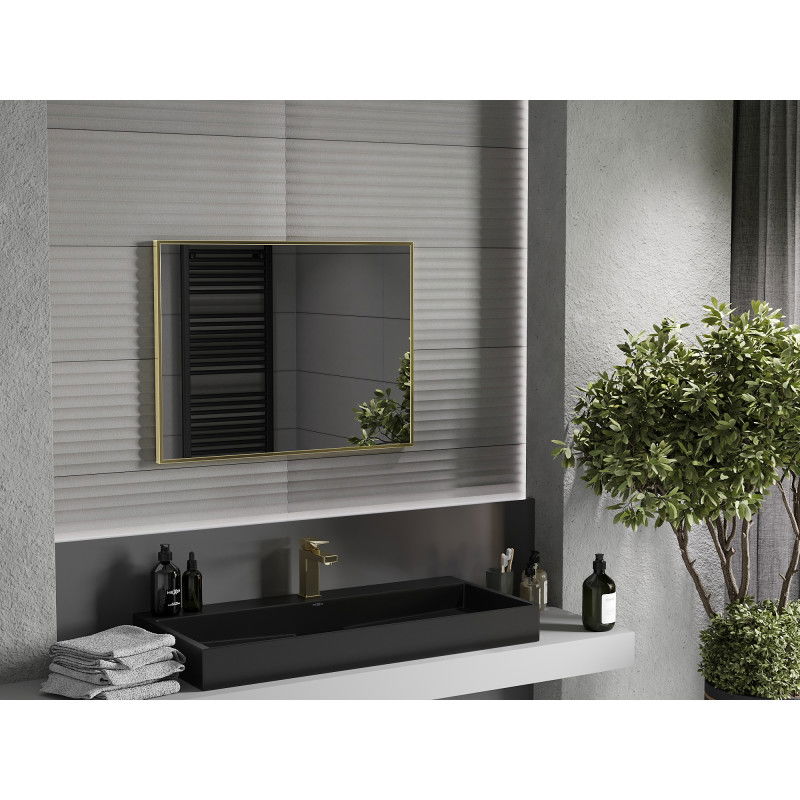 Mexen Loft правоъгълно огледало за баня 80 x 60 см, златна рамка - 9852-080-060-000-50