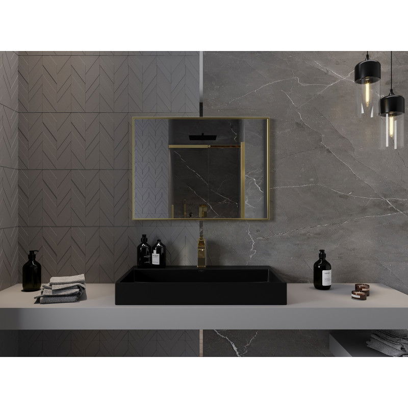 Mexen Loft правоъгълно огледало за баня 80 x 60 см, златна рамка - 9852-080-060-000-50