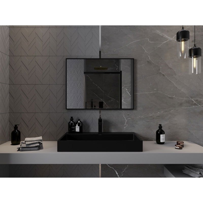 Mexen Loft правоъгълно огледало за баня 80 x 60 cm, черна рамка - 9852-080-060-000-70