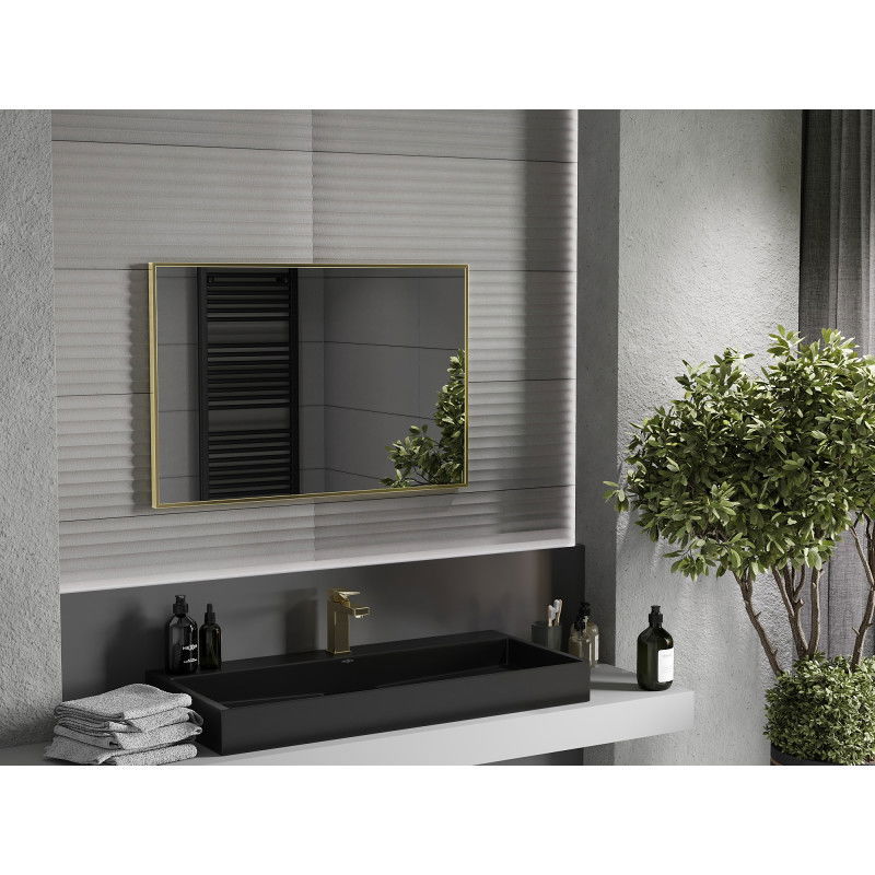 Mexen Loft правоъгълно огледало за баня 90 x 60 см, златна рамка - 9852-090-060-000-50