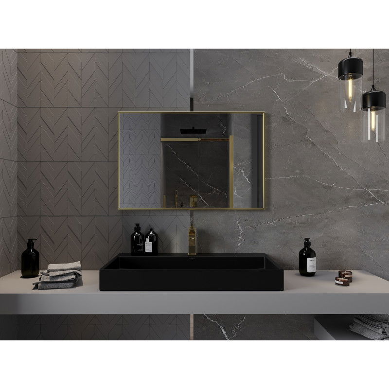 Mexen Loft правоъгълно огледало за баня 90 x 60 см, златна рамка - 9852-090-060-000-50