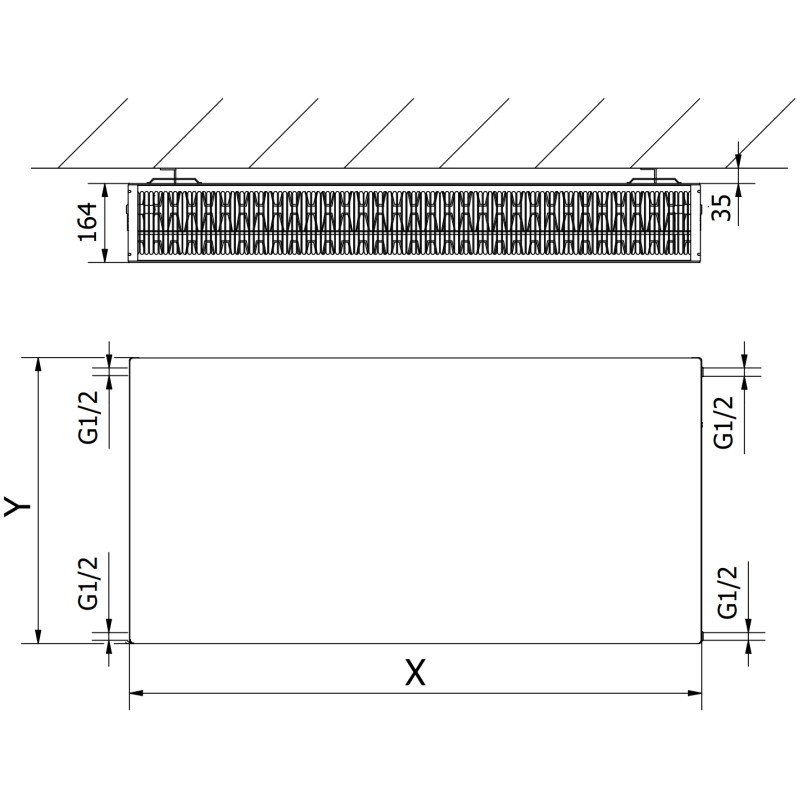 Mexen CF33 Плосък панелен радиатор 600 x 500 мм, странично свързване, 1100 W,