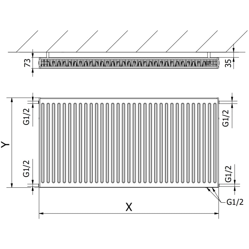Mexen CV21 панелен радиатор 400 x 1000 мм, долно свързване, 926 W, антрацит