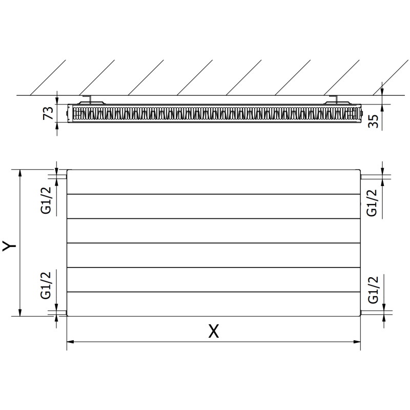 Mexen CL21 Line панелен радиатор 600 x 1400 mm, странично свързване, 1693 W, антрацит