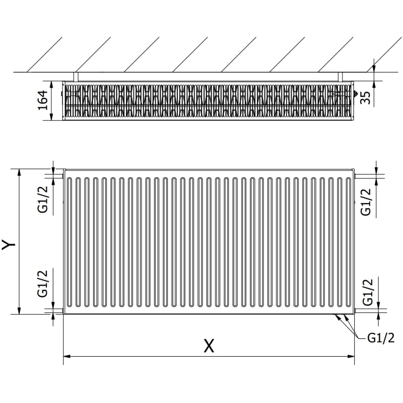 Mexen CV33 панелен радиатор 400 x 1800 мм, долно свързване, 3040 W, антрацит