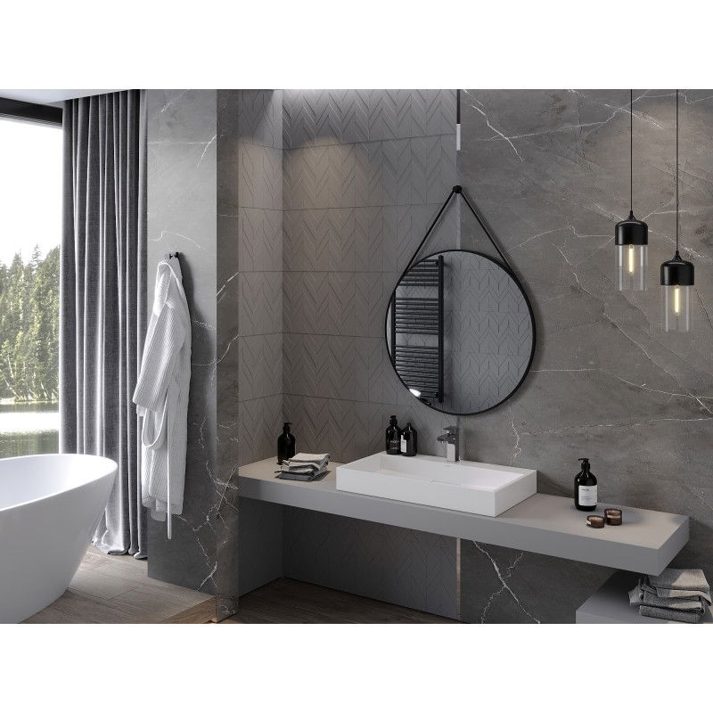 Mexen String кръгло огледало за баня 80 см, черна рамка - 9854-080-080-000-70