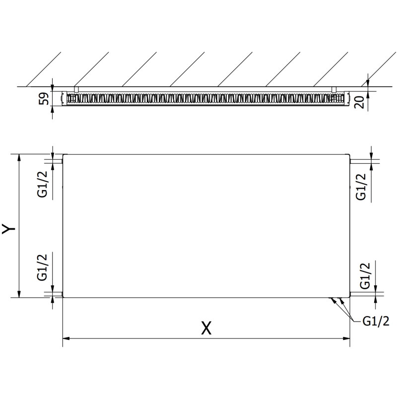 Mexen CVF11 Плосък панелен радиатор 600 x 900 mm, долно свързване, 705 W, антрацит