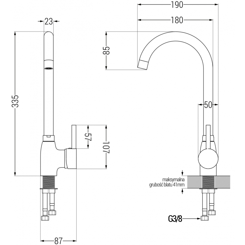 Mexen Telma кухненски смесител, сив - 670200-61