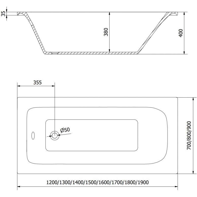 Mexen Vega правоъгълна вана 180 x 80 см с калъф и еднокрилен параван 60 см,