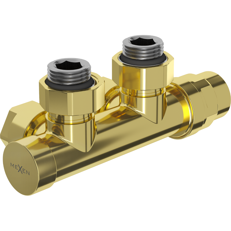 Mexen Uni-Term радиаторен вентил ъглов, Duplex, DN50, златен - W907-000-50