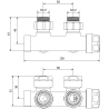 Mexen ъглов вентил за радиатор, Duplex, DN50, черен - W907-000-70