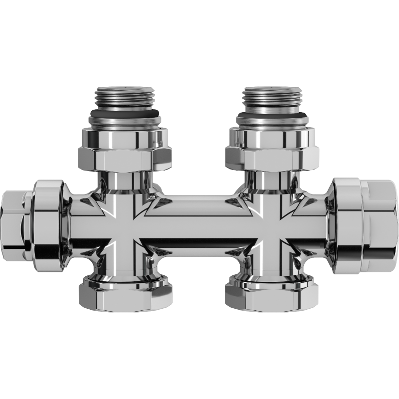 Mexen Uni-Term радиаторен вентил ъглов/прав, Duplex, DN50, хром - W908-000-01