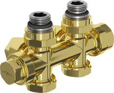 Mexen Uni-Term радиаторен клапан ъглов/прав, Duplex, DN50, златен - W908-000-50