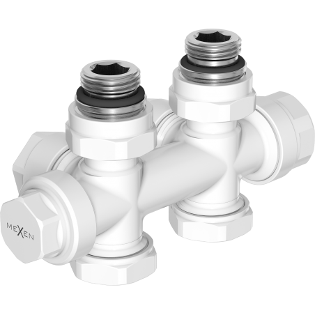 Mexen Uni-Term радиаторен клапан ъглов/прав, Duplex, DN50, бял - W908-000-20