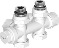 Mexen Uni-Term радиаторен клапан ъглов/прав, Duplex, DN50, бял - W908-000-20