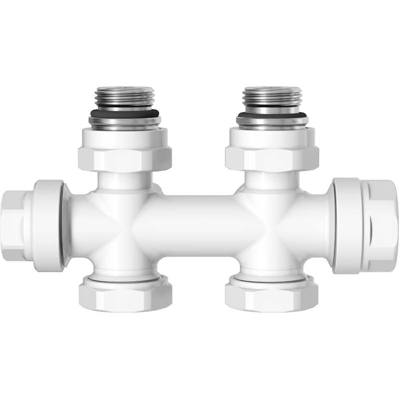 Mexen Uni-Term радиаторен клапан ъглов/прав, Duplex, DN50, бял - W908-000-20