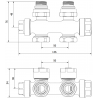 Mexen ъглов/прав вентил за радиатор, Duplex, DN50, черен - W908-000-70