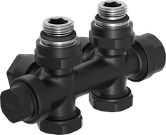 Mexen Uni-Term радиаторен вентил ъглов/прав, Duplex, DN50, черен - W908-000-70