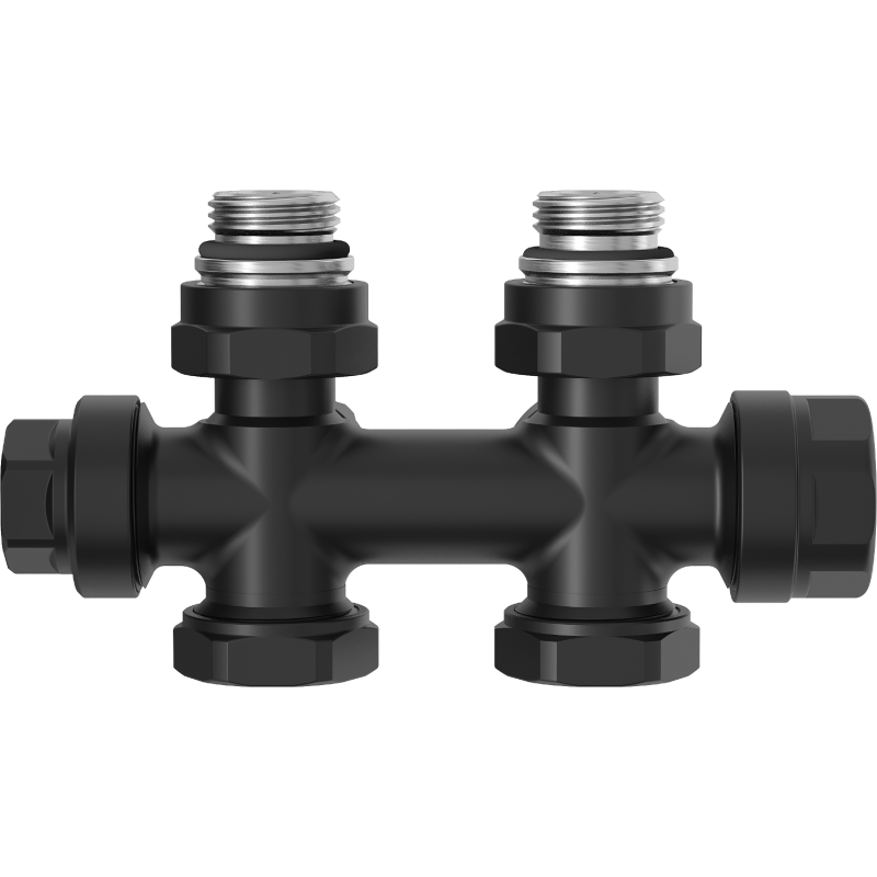 Mexen Uni-Term радиаторен вентил ъглов/прав, Duplex, DN50, черен - W908-000-70