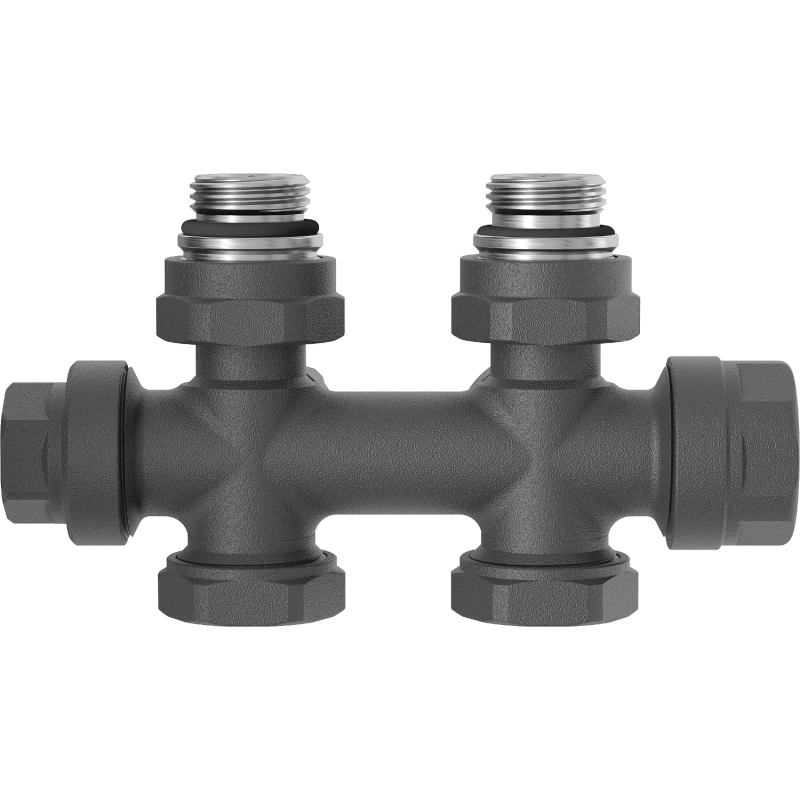 Mexen Uni-Term радиаторен вентил ъглов/прав, Duplex, DN50, антрацит - W908-000-66