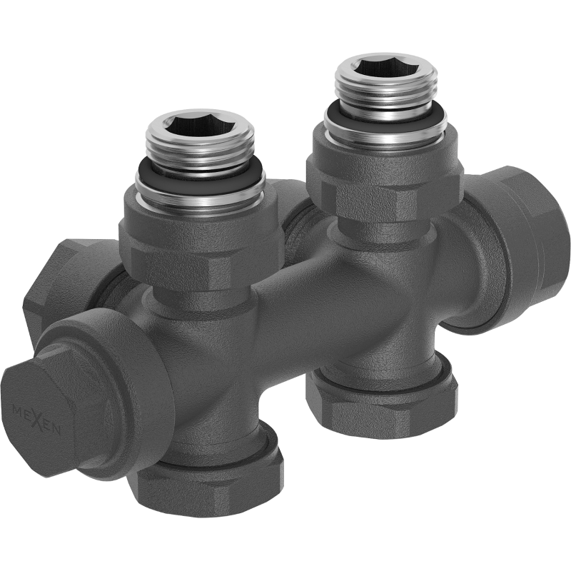 Mexen Uni-Term радиаторен вентил ъглов/прав, Duplex, DN50, антрацит - W908-000-66