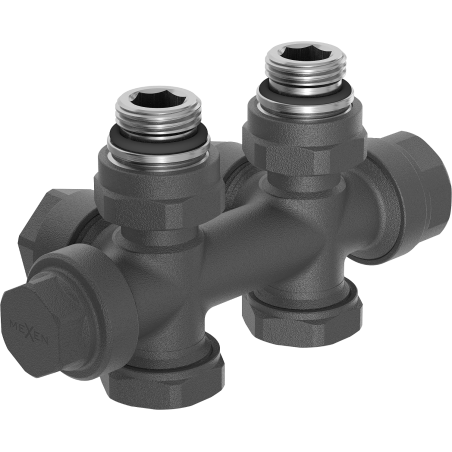 Mexen Uni-Term радиаторен вентил ъглов/прав, Duplex, DN50, антрацит - W908-000-66