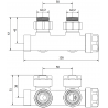Mexen ъглов вентил за радиатор, Duplex, DN50, антрацит - W907-000-66
