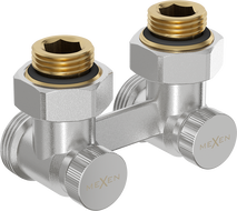 Mexen двутръбен радиаторен вентил DN50, ъглов 1/2"x3/4", никел  - W911-012-01