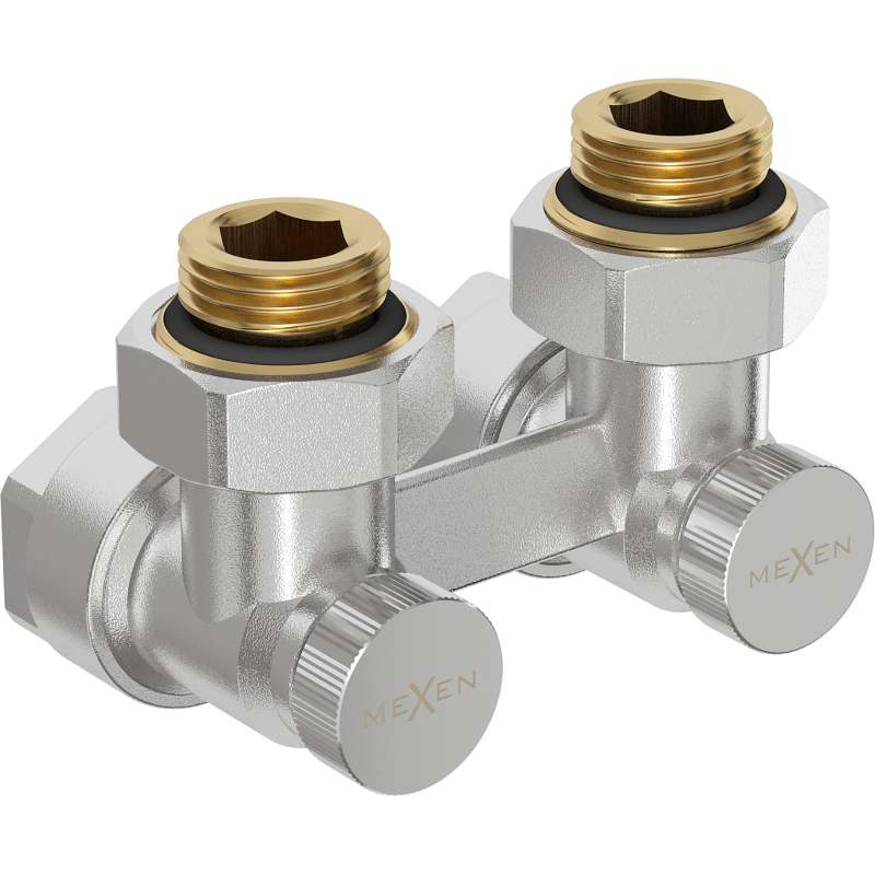 Mexen Uni-Term радиаторен вентил двутръбен DN50, ъглов 1/2"x16 mm, никел - W911-016-01