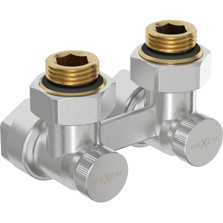 Mexen Uni-Term радиаторен вентил двутръбен DN50, ъглов 1/2"x16 mm, никел - W911-016-01