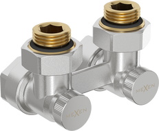 Mexen Uni-Term радиаторен вентил двутръбен DN50, ъглов 1/2"x16 mm, никел - W911-016-01