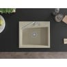 Granitна мивка Mexen Oscar с 1 камера 580 x 490 mm, бежова, хромиран сифон - 6519581000-69