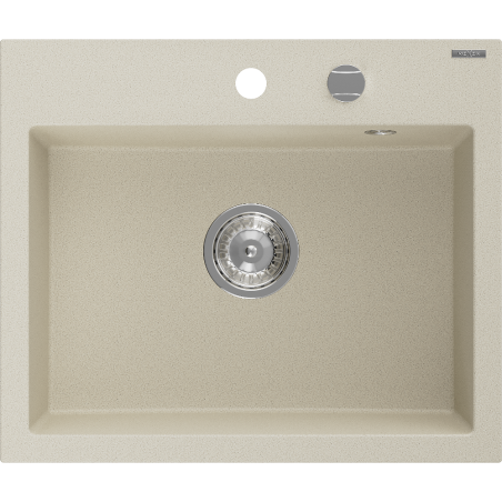 Granitна мивка Mexen Oscar с 1 камера 580 x 490 mm, бежова, хромиран сифон - 6519581000-69