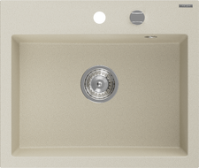 Granitна мивка Mexen Oscar с 1 камера 580 x 490 mm, бежова, хромиран сифон - 6519581000-69