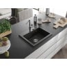 Mexen Oscar гранитна мивка 1-коморен 580 x 490 mm, черен/златен металик, сифон хром - 6519581000-75