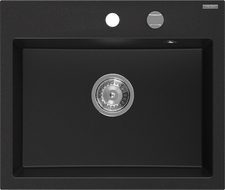 Mexen Oscar гранитна мивка с 1 камера, 580 x 490 мм, черна, хромиран сифон