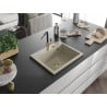 Mexen Oscar гранитна мивка с 1 отделение 580 x 490 mm, бежово, сифон златист - 6519581000-69-G