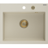 Mexen Oscar гранитна мивка с 1 отделение 580 x 490 mm, бежово, сифон златист - 6519581000-69-G