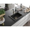 Mexen Oscar гранитна мивка с 1 отделение 580 x 490 mm, черна, сифон златен