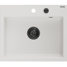 Mexen Oscar гранитна мивка с 1 камера 580 x 490 mm, бял, черен сифон - 6519581000-20-B