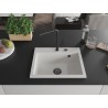 Mexen Oscar гранитна мивка с 1 камера 580 x 490 mm, бял, черен сифон - 6519581000-20-B