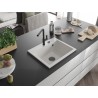 Mexen Oscar гранитна мивка с 1 камера 580 x 490 mm, бял, черен сифон - 6519581000-20-B