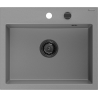 Mexen Oscar гранитна мивка с 1 корито 580 x 490 mm, сива, сифон черен - 6519581000-71-B
