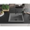 Mexen Oscar гранитна мивка с 1 корито 580 x 490 mm, сива, сифон черен - 6519581000-71-B