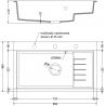Mexen Omar гранитна кухненска мивка с 1 камера 800 x 480 mm, бежова, сифона хром