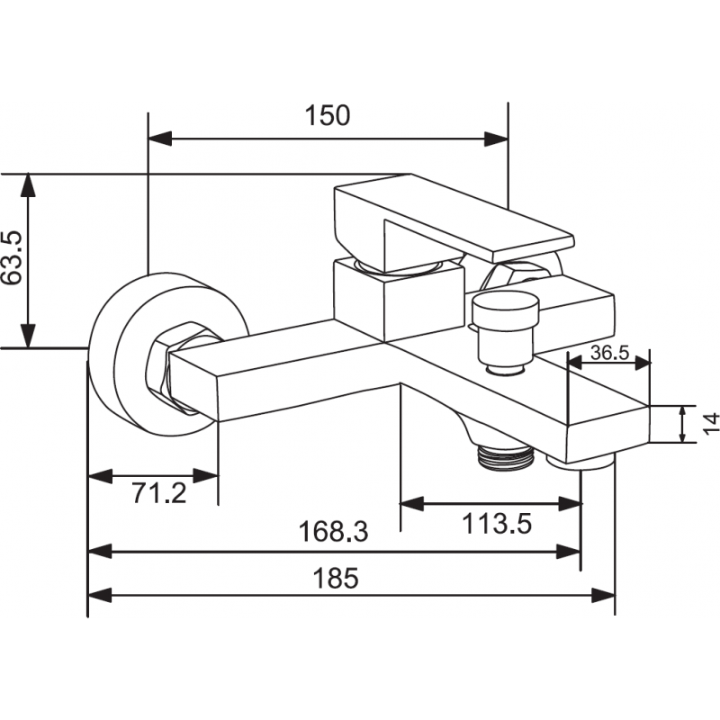Mexen Uno батерия за вана, хром - 71430-00