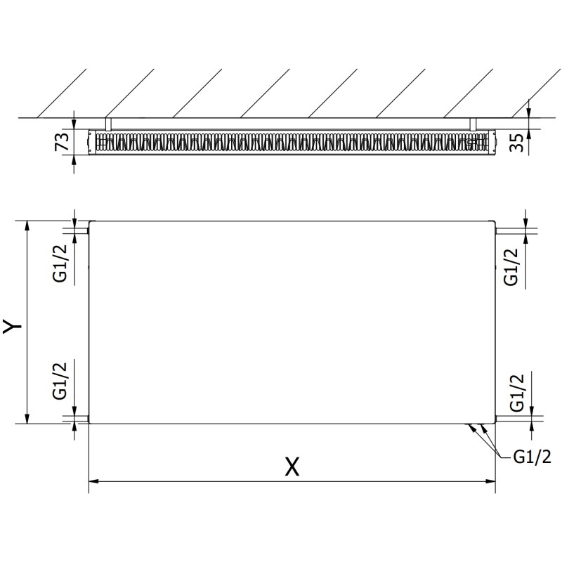 Mexen CVF21 Панелен радиатор Flat 600 x 1000 mm, долно свързване, 1210 W, черен